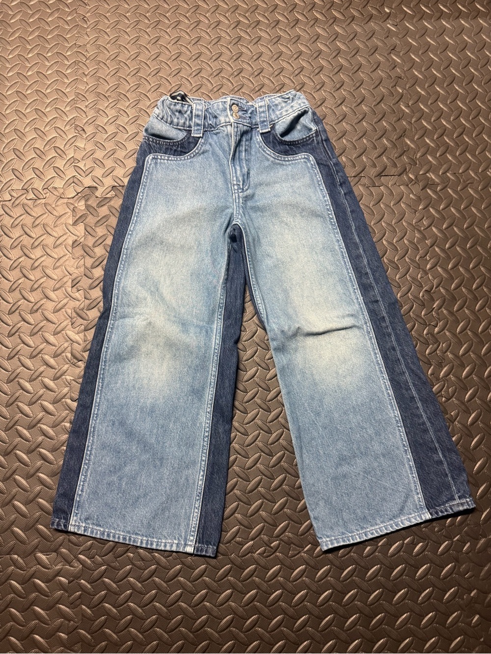Gap Kids High Rise Wide Leg Jeans Girls Size 10 Two Tone Denim - Picture 2 of 13